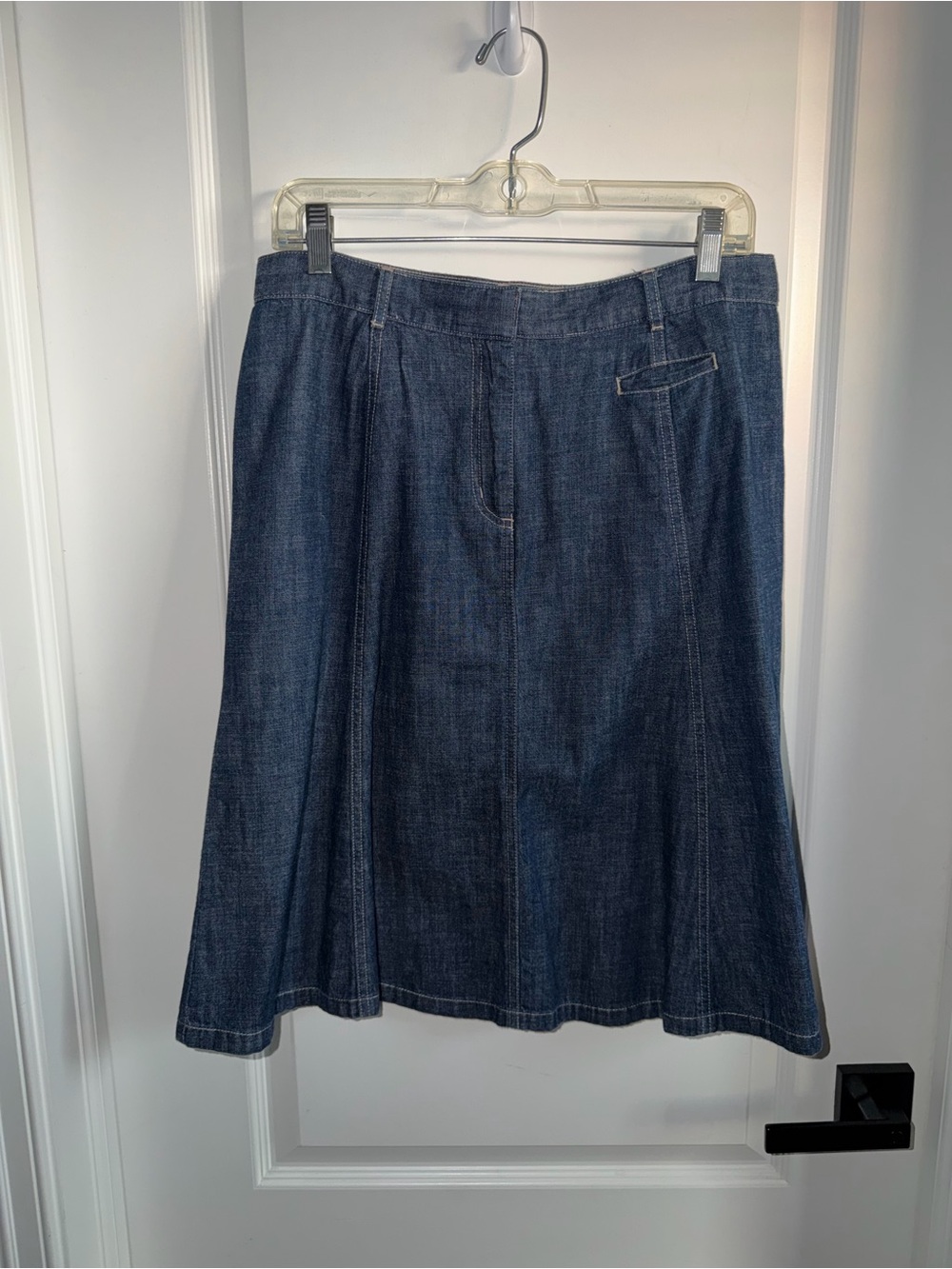 L.L.Bean Denim A-Line Skirt Womens 14 Regular Dark Wash Midi Y2K Cottagecore